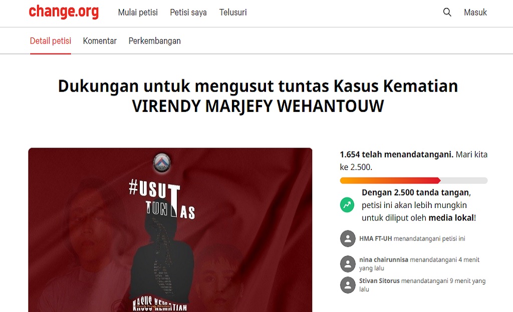Muncul Petisi Agar Dekan Unhas Selidiki Kasus Meninggalnya Mahasiswa Teknik Virendy Marjefy