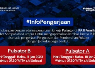 PDAM Makassar Lakukan Pemeliharaan IPA II Panaikang, Sejumlah Wilayah Ini Akan Alami Penurunan Air Bersih