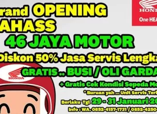 AHASS 46 Jaya Motor Resmi Dibuka, Berikan Diskon 50 Persen Hingga Cek Kondisi Motor Gratis