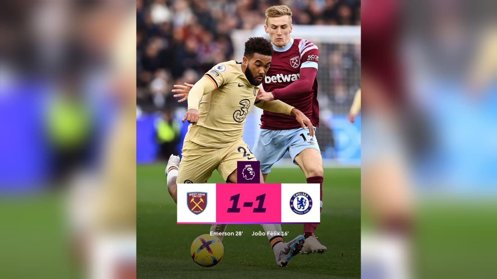 Hasil Pertandingan West Ham United Vs Chelsea: Kedua Tim Harus Puas Berbagi Poin Usai Bermain Imbang 1-1