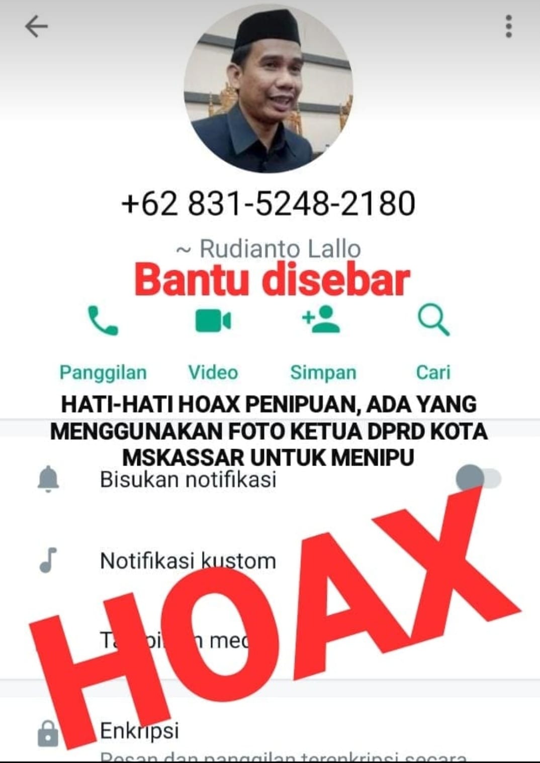 Nama dan Fotonya Dicatut Penipu, Ketua DPRD Makassar Rudianto Lallo Imbau Masyarakat Lapor Polisi