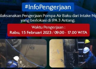Besok, PDAM Makassar Lakukan Pekerjaan Pompa Air Baku di IPA 3 Antang