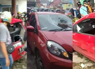 Isi BBM Tidak Bayar Lalu Kabur, Seorang Pria dan Mobilnya Diamuk Massa