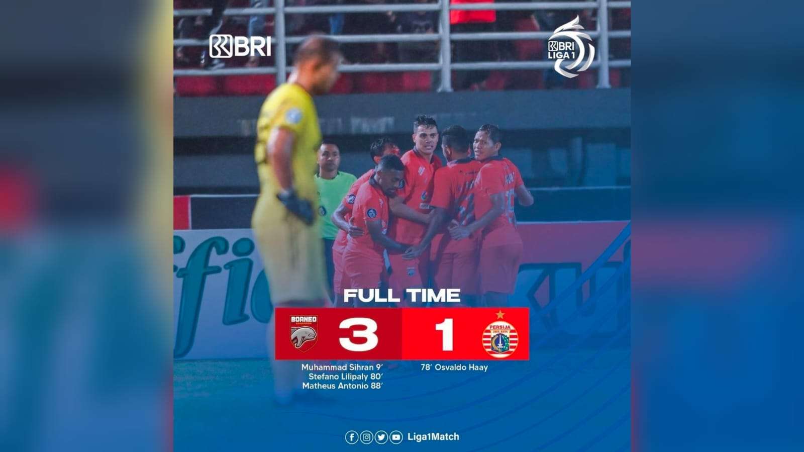 Hasil Borneo FC Vs Persija Jakarta: Pesut Etam Kalahkan Macan Kemayoran 3-1