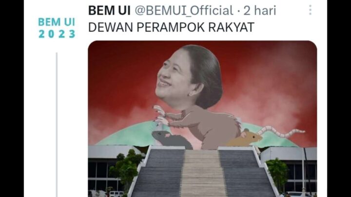 BEM UI Unggah Meme Wajah Puan Maharani: Bagaikan Tikus dengan Watak Licik meme wajah puan