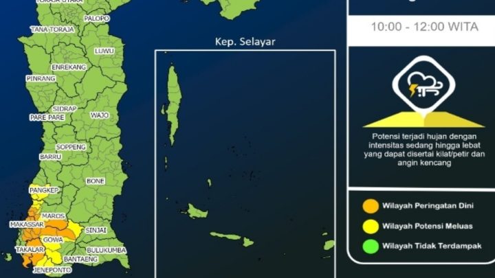 Cuaca Sulawesi Selatan 27 Mei 2024: Potensi Hujan di Berbagai Wilayah BMKG