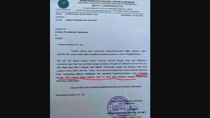 Minta THR dan Paket Lebaran ke PO Bus Budiman, Kepala BNN Tasikmalaya Akui Bersalah bnn tasikmalaya minta thr