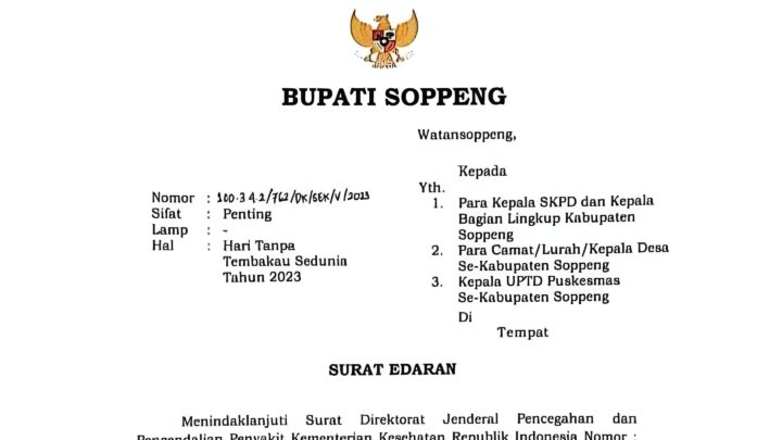 Besok, Pejabat di Soppeng Dilarang Merokok soppeng
