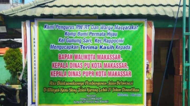 Dinas PU Makassar Wujudkan Mimpi Warga Bumi Permata Hijau Lewat Betonisasi Jalan Dinas PU Makassar