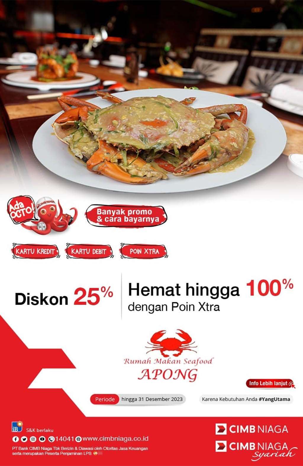Makan di Restoran Apong dan Bandar Tuna Makassar, Dapat Diskon 25 Persen dari CIMB Niaga