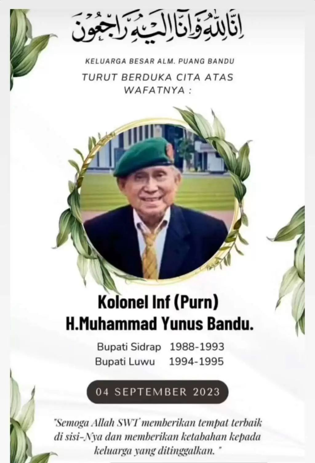 Eks Bupati Sidrap dan Luwu Yunus Bandu Sempat Masuk ICU 22 Hari Sebelum Meninggal