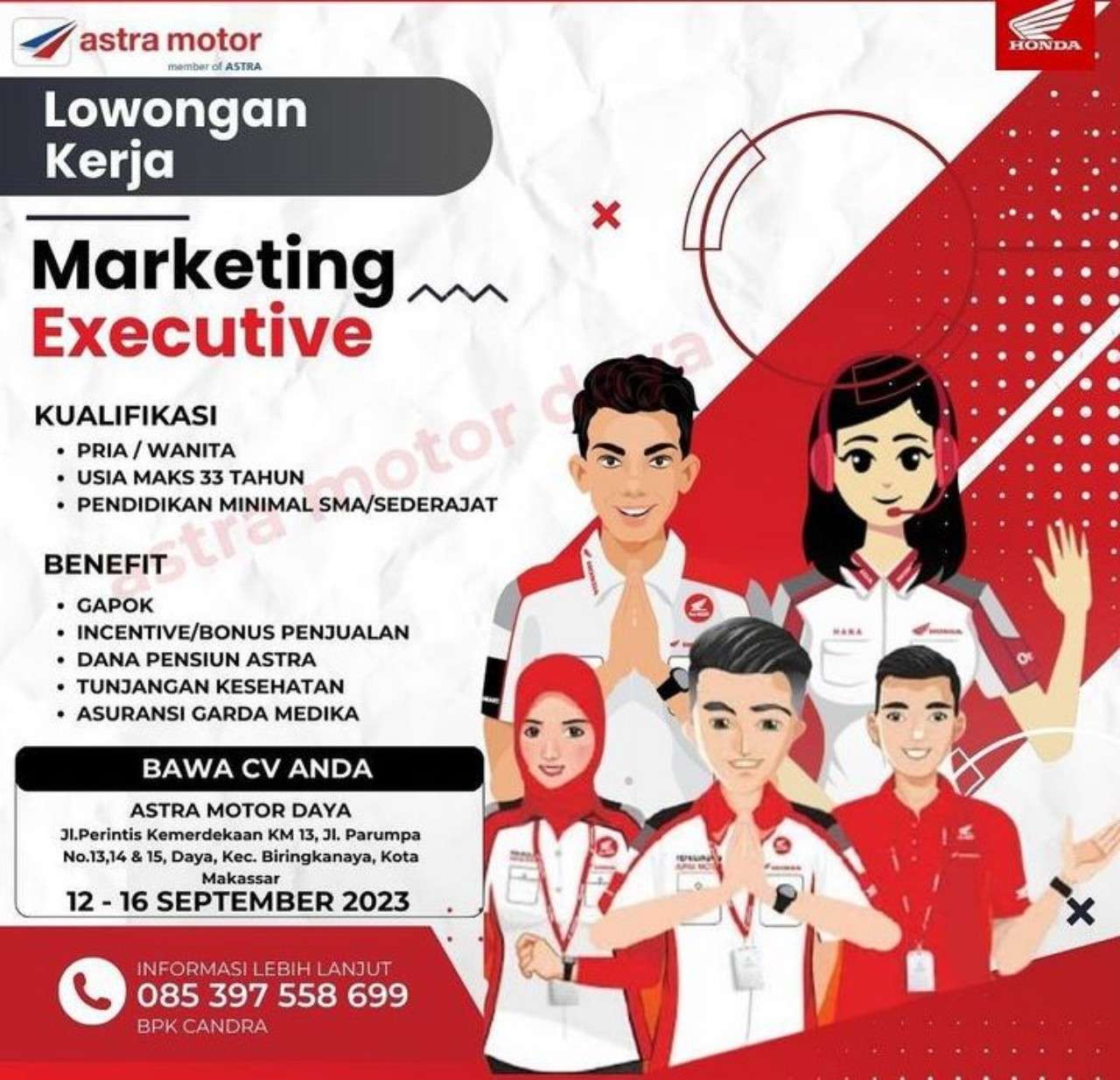 Info Loker Area Makassar dan Sekitarnya, Selasa 12 September 2023