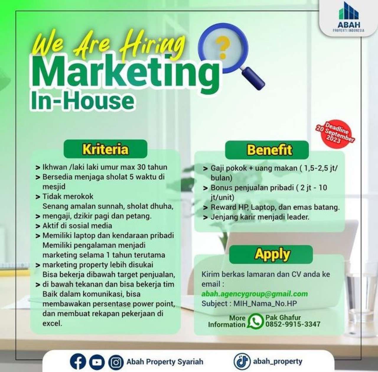 Info Loker Area Makassar dan Sekitarnya, Selasa 12 September 2023