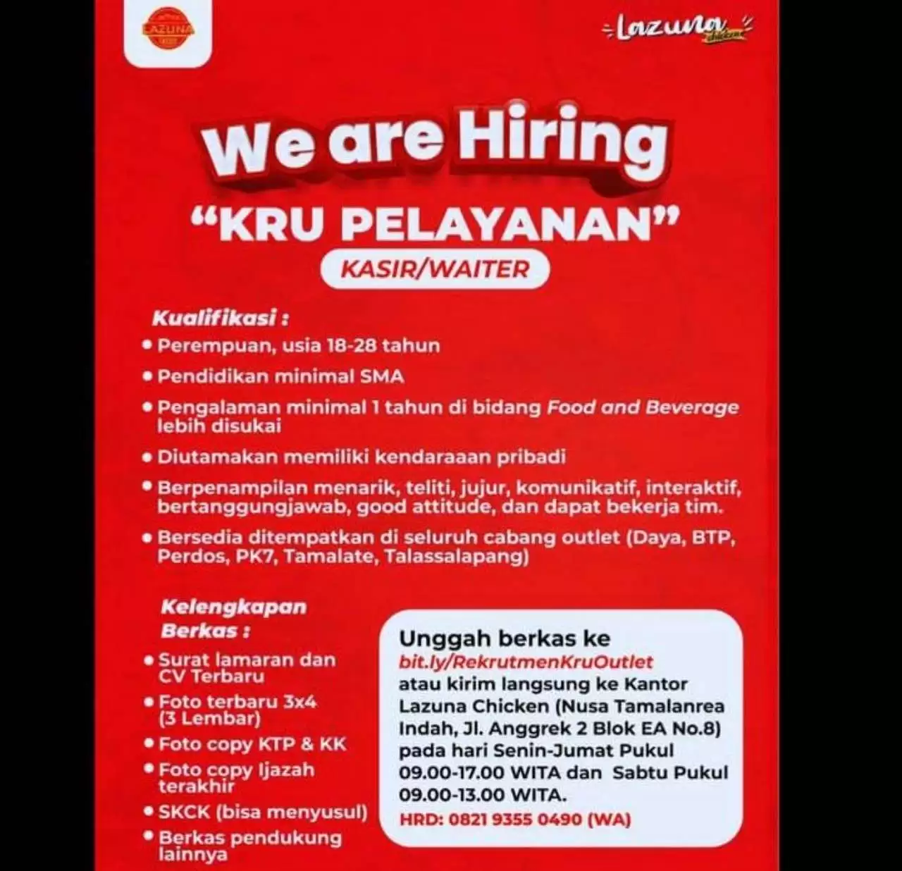 Info Loker Area Makassar dan Sekitarnya, Selasa 12 September 2023