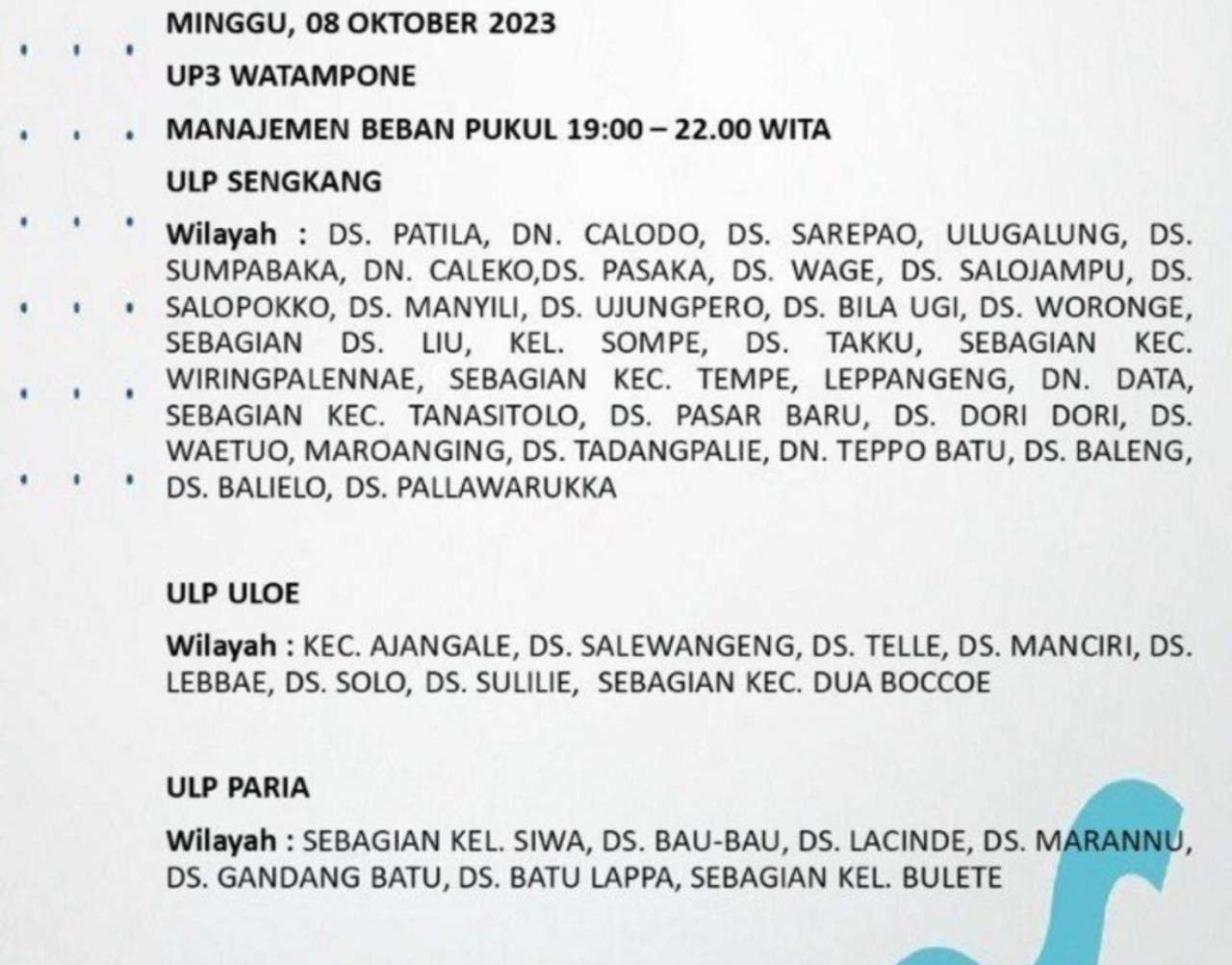 Minggu 8 Oktober 2023 Daerah Ini Mati Listrik Pukul 19.00-22.00 WITA, Cek Wilayah Anda
