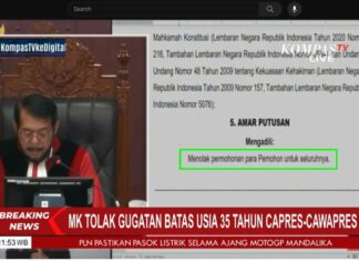 Breaking News: MK Tolak Permohonan Batas Usia Cawapres