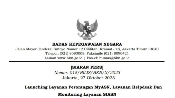 Amanat Presiden pada Sistem SPBE, BKN Launching Layanan Perorangan MyASN, Helpdesk dan Monitoring SIASN Plt. Kepala BKN