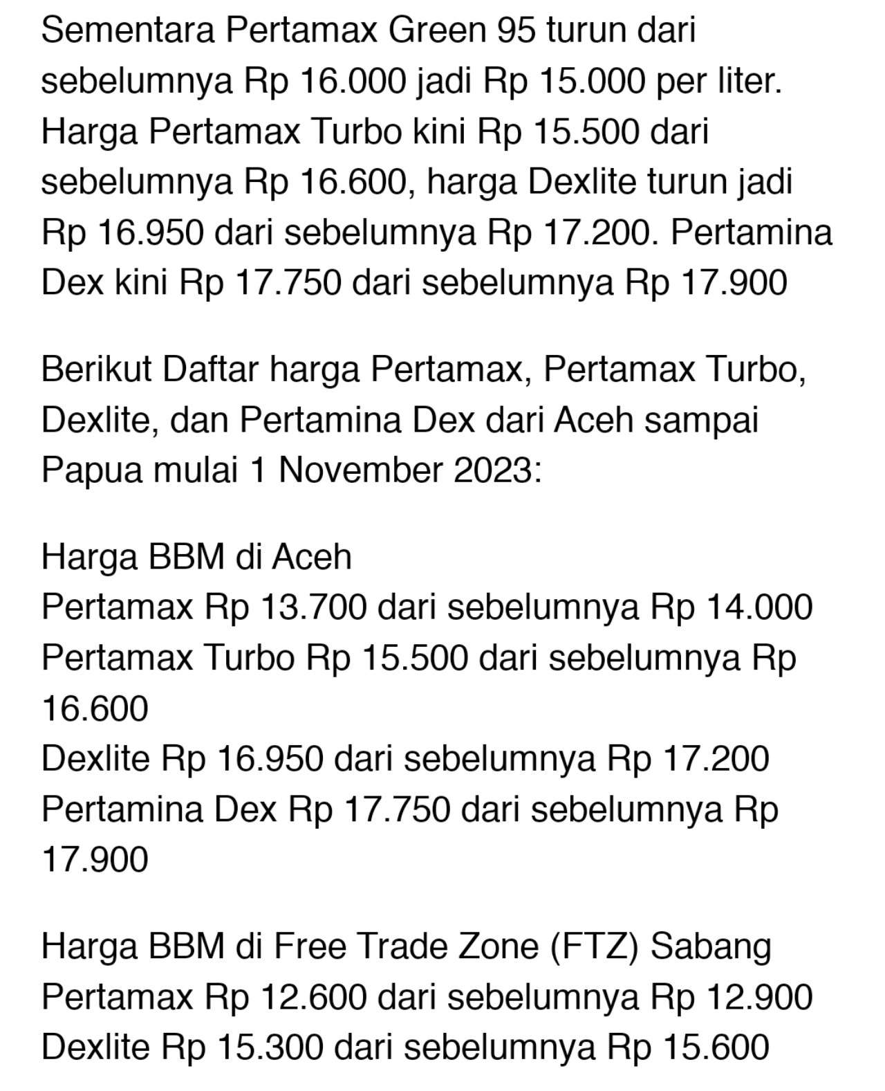 Kabar Gembira, Harga BBM Ini Turun Per 1 November 2023, Cek Lengkapnya! - Makassar Terkini