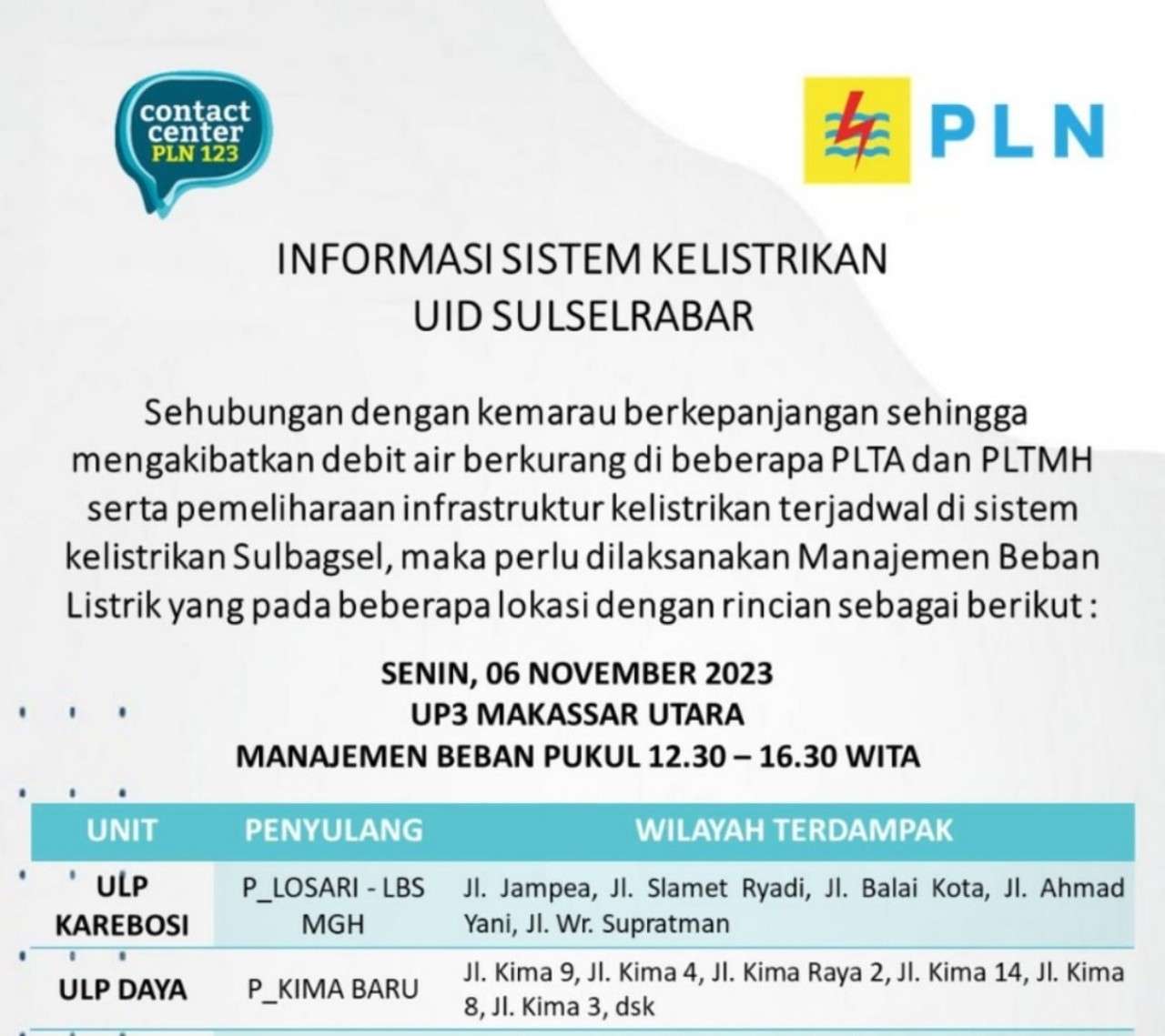 Ratusan Wilayah Alami Pemadaman Listrik di Makassar Hari Ini 6 November 2023, Cek Lokasimu Sekarang!