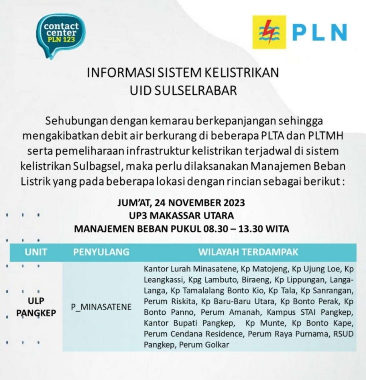 Berikut Jadwal Pemadaman Listrik di Maros-Pangkep Siang Ini Sampai Malam, Cek Wilayahmu!