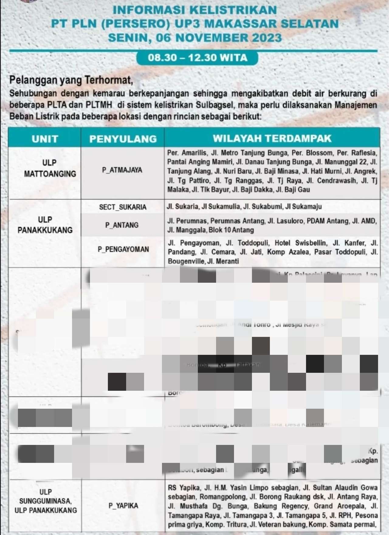 Ratusan Wilayah Alami Pemadaman Listrik di Makassar Hari Ini 6 November 2023, Cek Lokasimu Sekarang!