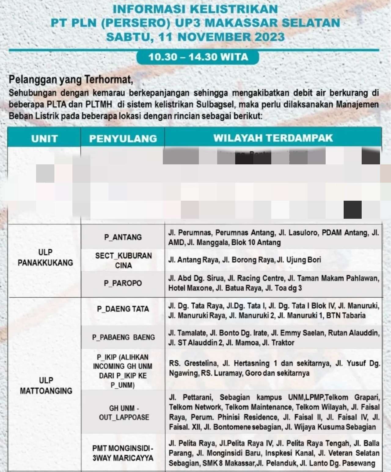 Listrik Masih Padam di Makassar Hari Ini, PLN Minta Warga Cabut Alat Elektronik, Jika…