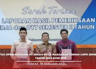 Ketua DPRD Makassar Bersama Pj Sekda Terima LHPK Semester II Tahun 2023 dari BPK