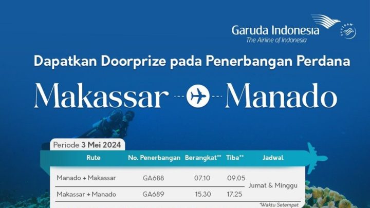 Mulai 3 Mei 2024, Garuda Indonesia Buka Rute Makassar - Manado PP, Tawarkan Tiket Promo Berhadiah Berlian promo tiket pesawat