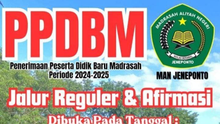 MAN Jeneponto Resmi Membuka PPDBM Jalur Reguler dan Afirmasi, Ayo Mendaftar MAN Jeneponto