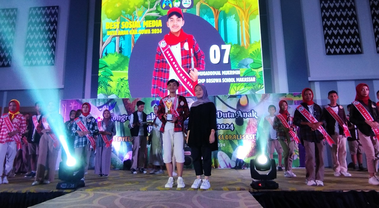 Wakil Pattallassang, Muqaddimal Mukrimin Juara Best Social Media dan Top 3 Putra Duta Anak Gowa 2024