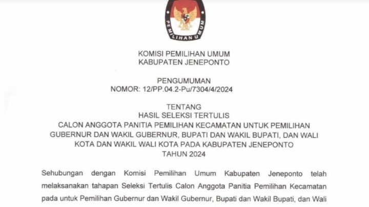 Intip Calon Anggota PPK yang Dinyatakan Lulus CAT oleh KPU Jeneponto Intip Calon