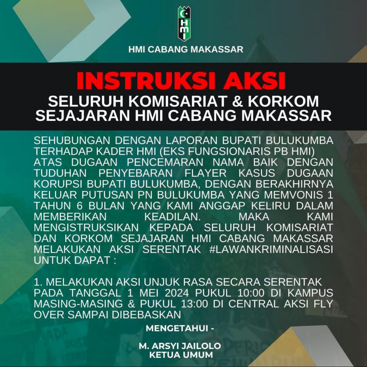 Alert! 1-2 Mei 2024 Ada Demo Besar-Besaran di Makassar, Waspada Macet!
