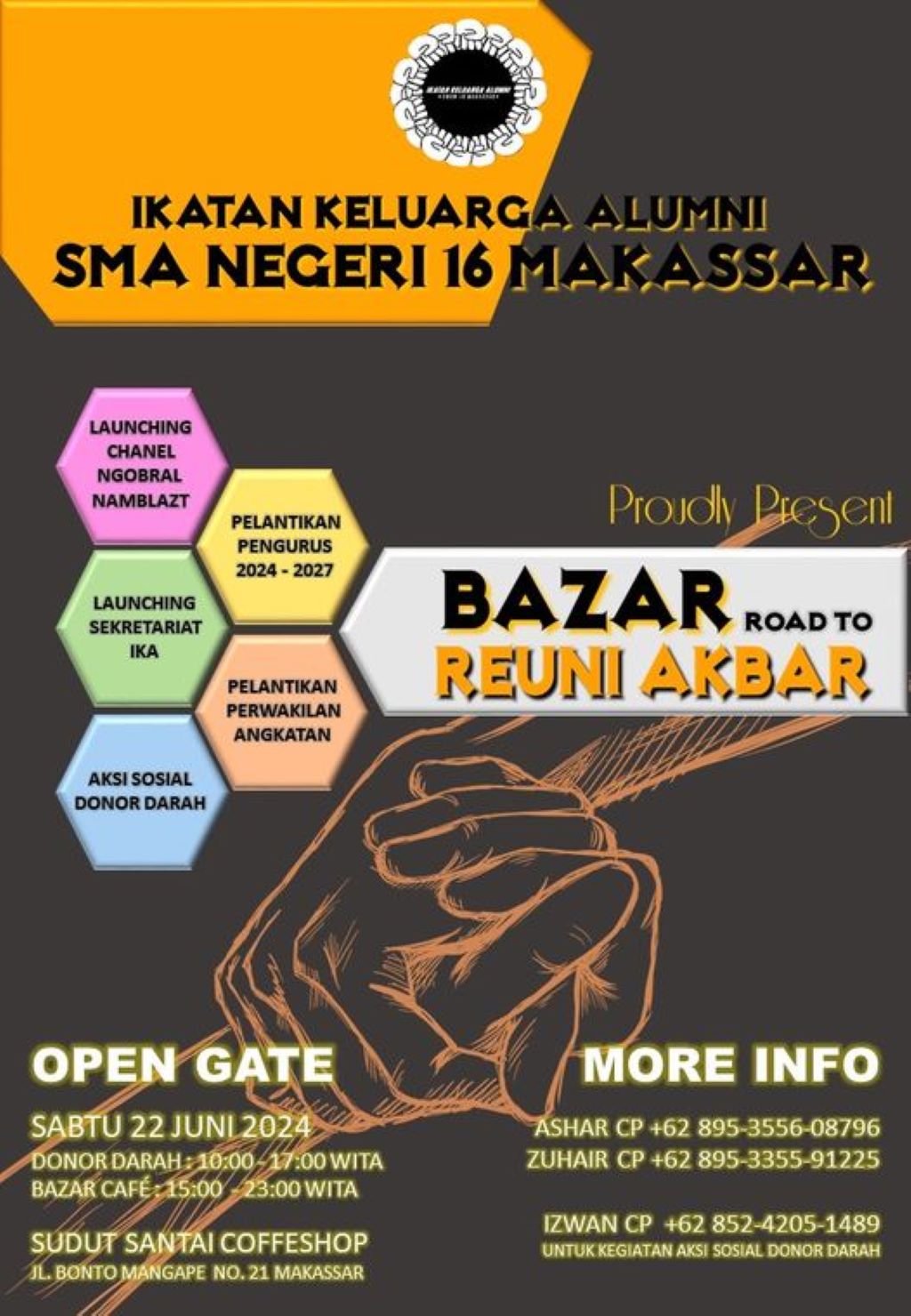 IKA SMAN 16 Makassar Akan Gelar Bazar Road to Reuni Akbar, Ada Peluncuran Podcast Hingga Aksi Donor Darah