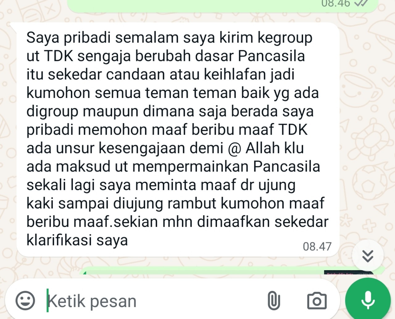 Buntut Viral Pelintir Sila Pancasila, Oknum Pelaku Mengaku Khilaf dan Meminta Maaf