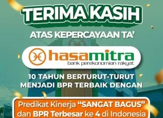10 Tahun Berturut-turut, BPR Hasamitra Meraih Predikat Kinerja Sangat Bagus