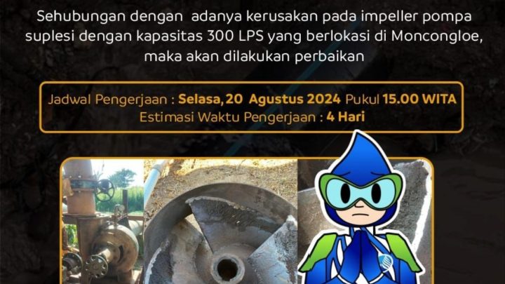 Pompa Suplesi PDAM Makassar di Moncongloe Maros Alami Kerusakan pdam makassar