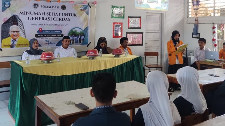 Mahasiswa PPG Prajabatan Gelombang 2 Tahun 2023 UNM Prodi PJOK Gelar Sosialisasi Minuman Sehat mahasiswa ppg prajabatan