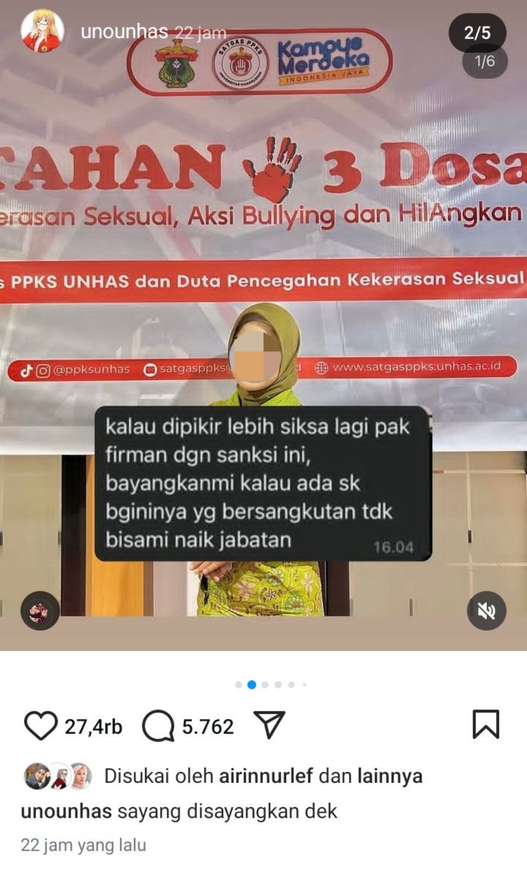 Oknum Satgas PPKS Unhas Kecewa Mahasiswa Bongkar Pelecehan Seksual Dosen ke Publik