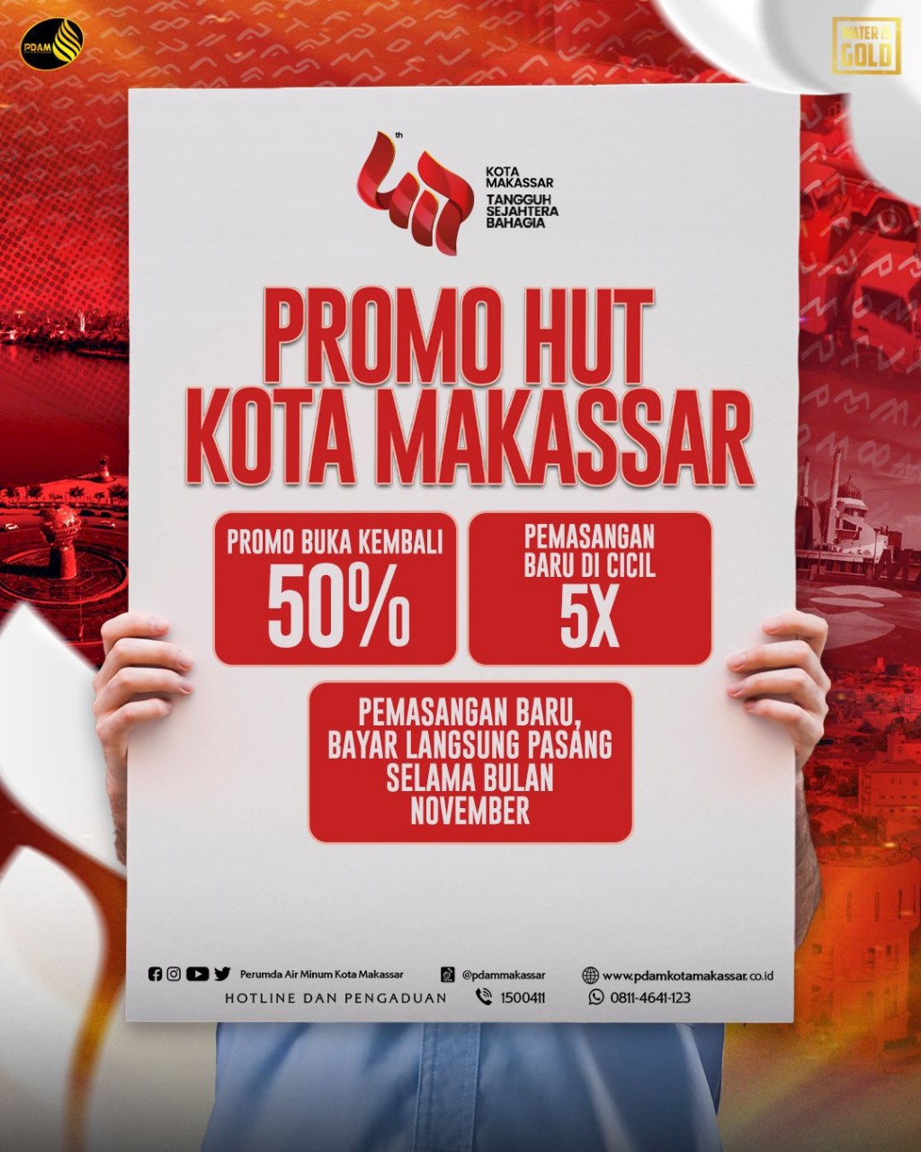 HUT ke-417 Kota Makassar, PDAM Luncurkan Promo Pemasangan Baru Bagi Calon Pelanggan