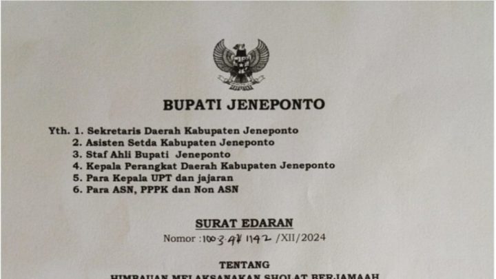 Hari Pertama Masuk Kantor, Pj Bupati Jeneponto Keluarkan Surat Edaran, Ini Penegasannya Hari Pertama
