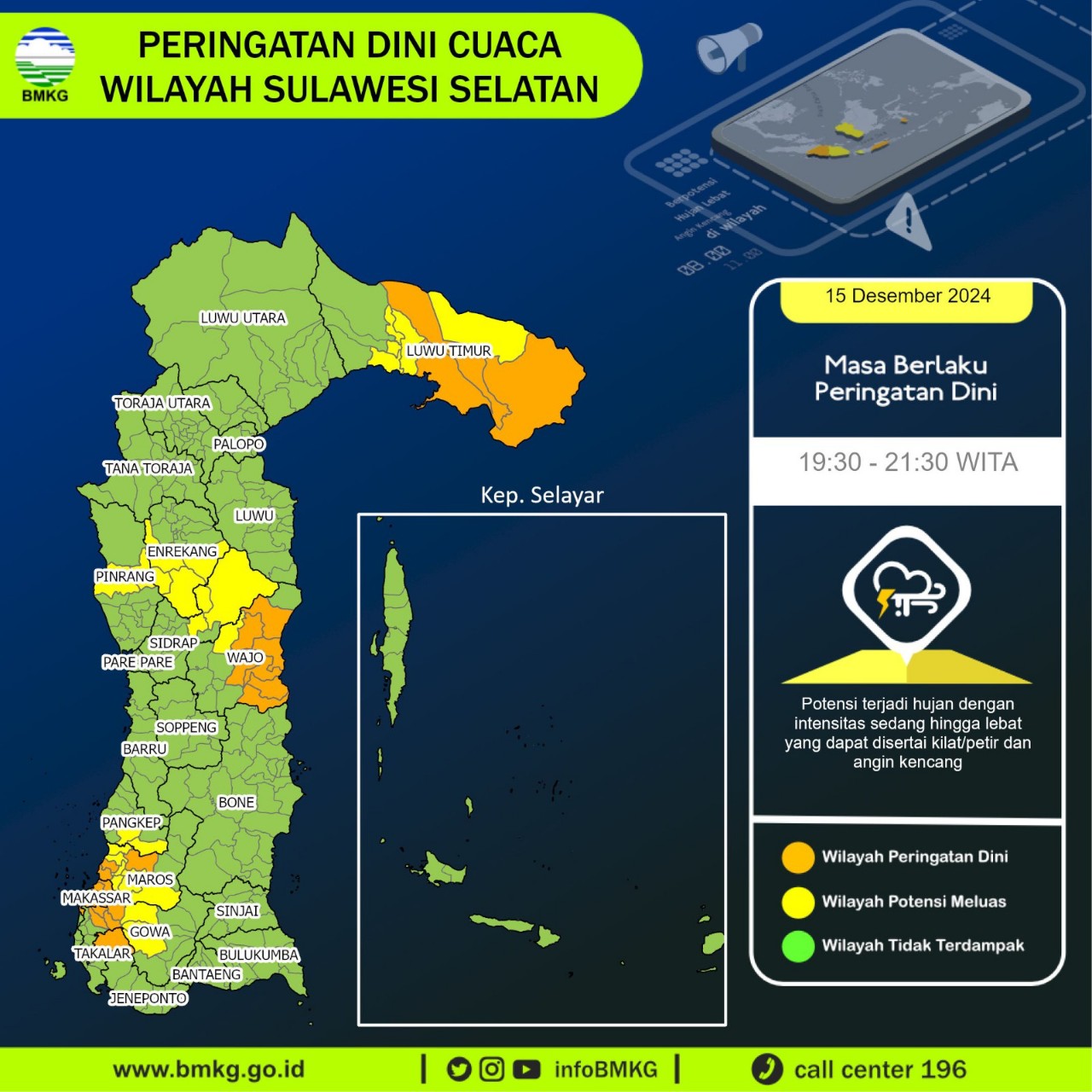 Update Peringatan Dini Cuaca: Hujan Lebat dan Angin Kencang Diprediksi Landa Sulsel hingga Pukul 21.30 WITA