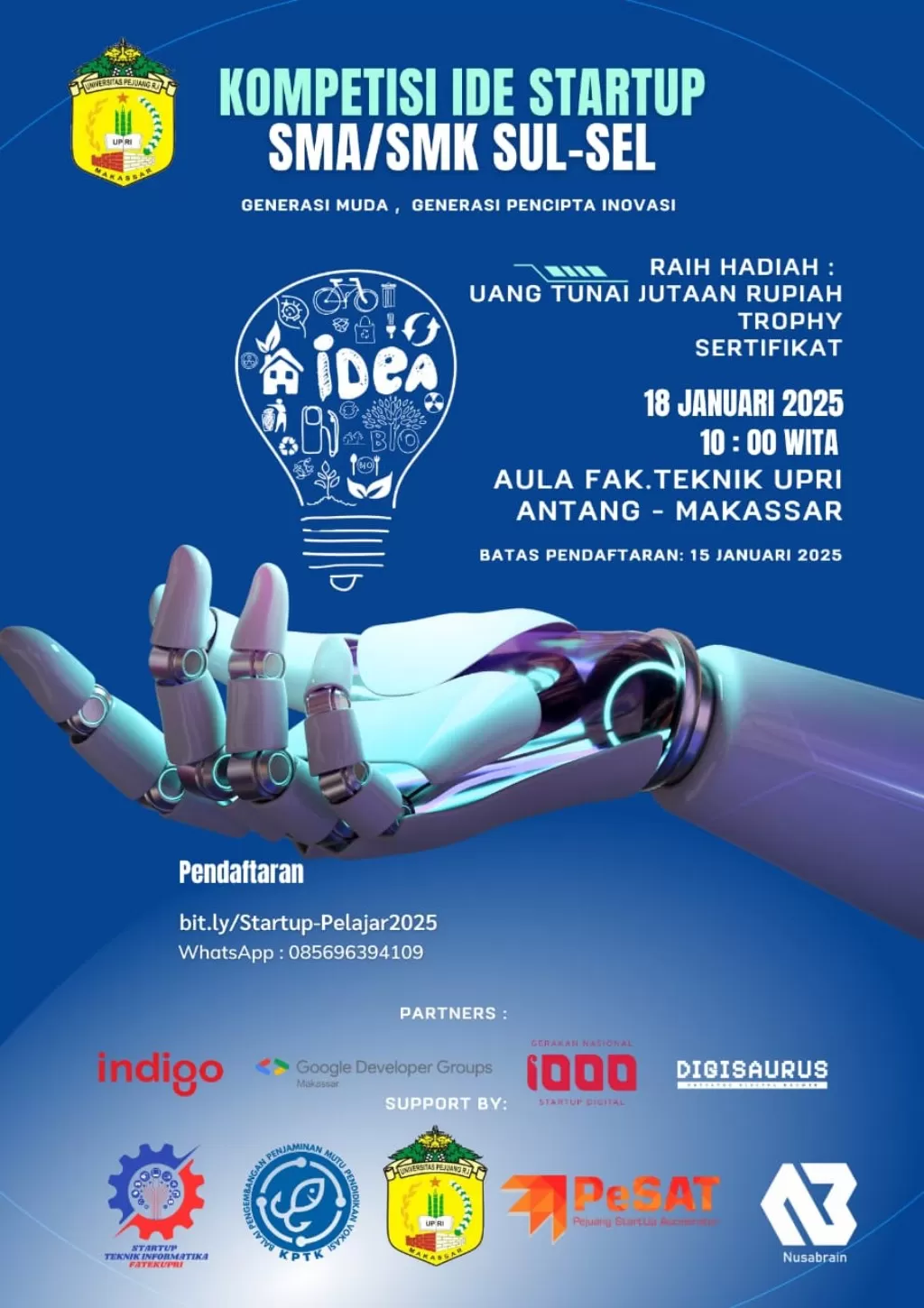 Fakultas Teknik UPRI Gelar Lomba Start-Up 2025 Tingkat SMA/SMK Se-Sulsel, Berikut Cara Daftarnya