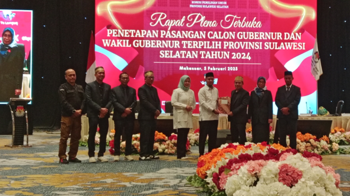 KPU Tetapkan Andalan-Hati sebagai Gubernur dan Wakil Gubernur Sulsel Terpilih kpu sulsel