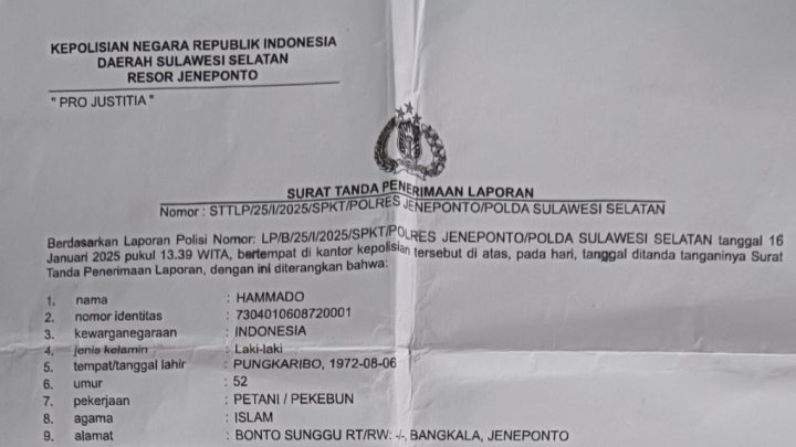 Polres Jeneponto Diduga Tebang Pilih Tangani Kasus Penganiayaan, Terduga Pelaku Masih Bebas Polres Jeneponto
