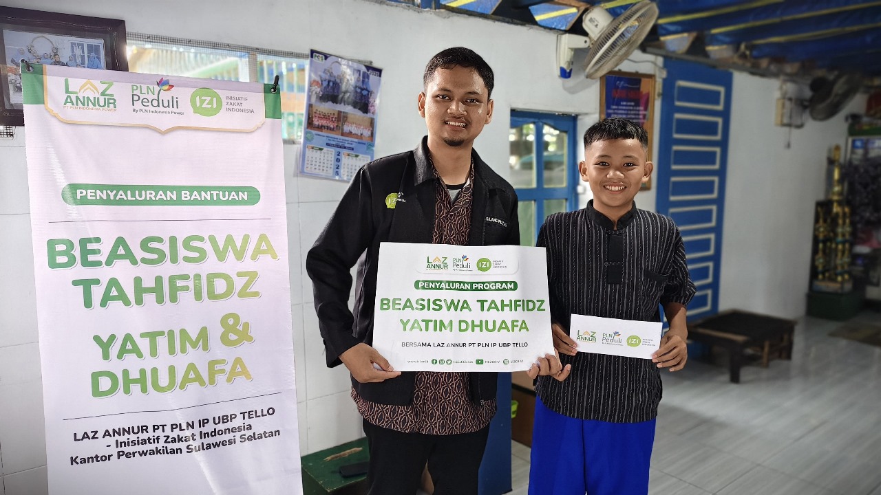 Berbagi Berkah Ramadhan, Laz Annur PLN IP UBP Tello dan IZI Sulsel Salurkan Beasiswa Tahfiz Yatim Duafa