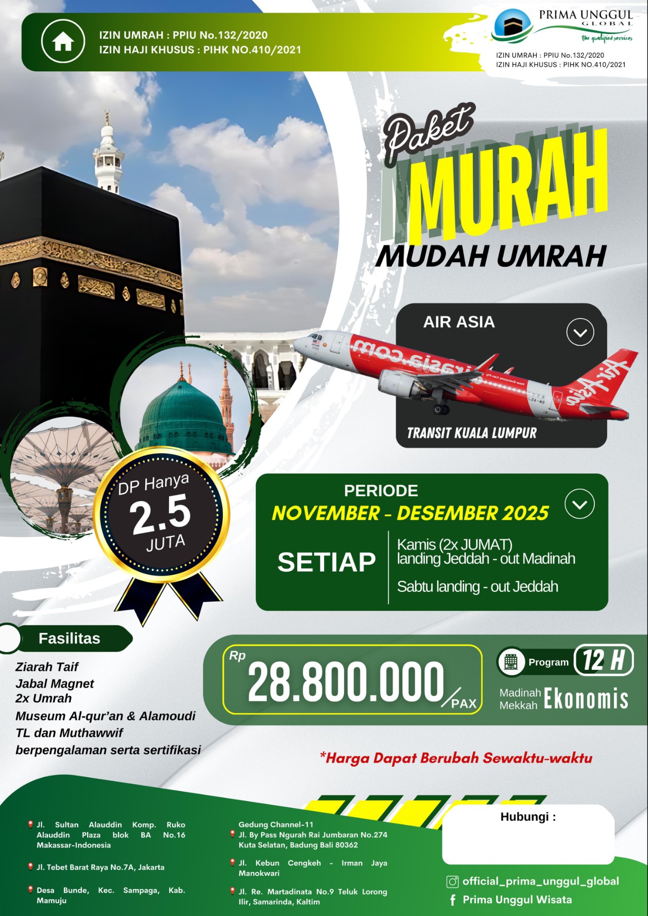 Prima Unggul Luncurkan Paket Umrah Musim Baru 1447 H Mulai Rp28,5 Juta