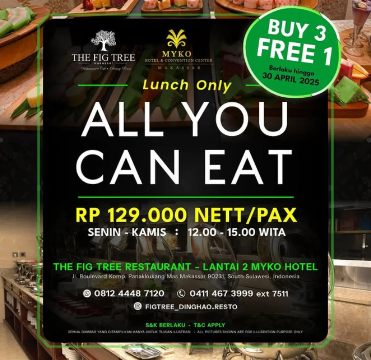 Makan Sepuasnya di The Fig Tree Restaurant MYKO Hotel Makassar Hanya Rp129 Ribu, Buruan Reservasi