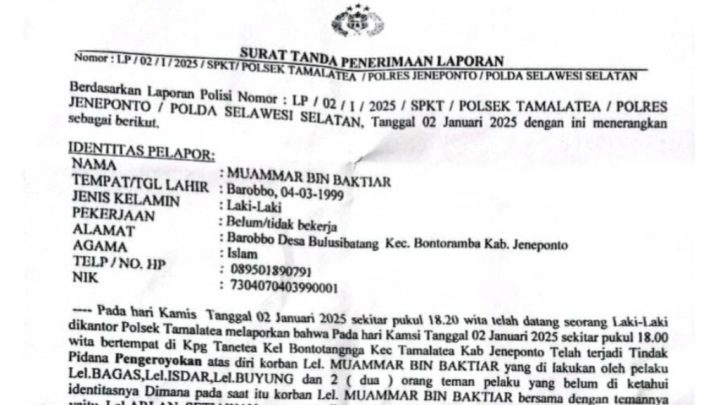 Pelaku Penganiayaan di Kampung Tina'ro Jeneponto Pernah Menandatangani Surat Pernyataan di Polsek Tamalatea Pelaku Penganiayaan