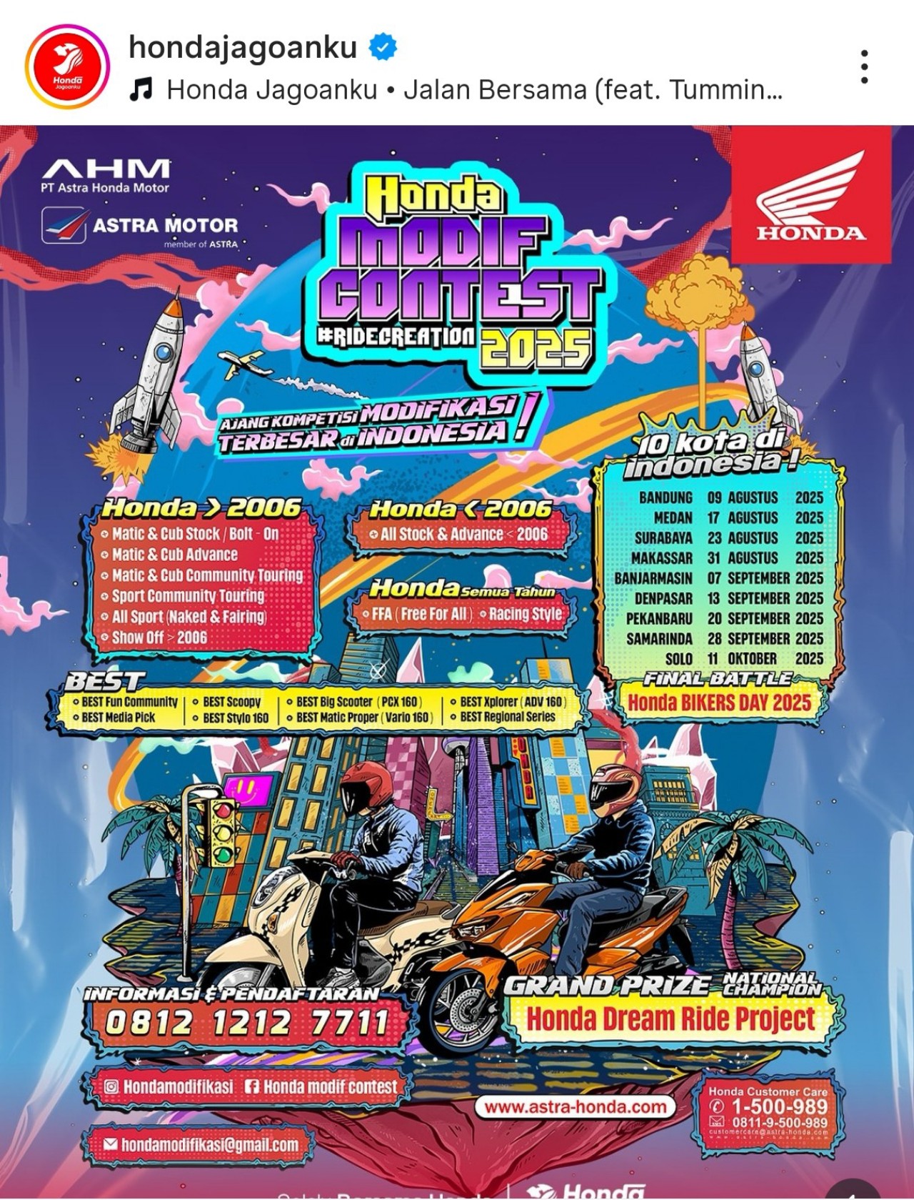 Honda Modif Contest 2025 Hadir di 10 Kota, Berikut Jadwal dan Lokasinya