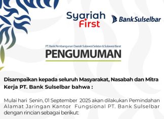 Pengumuman Pemindahan Alamat Jaringan Kantor Fungsional Bank Sulselbar Cabang Polman Sulbar